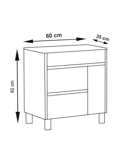 Armário de banheiro Fenrir 2 gavetas e uma porta com uma visão e espelho. 9 cores e 15 tamanhos