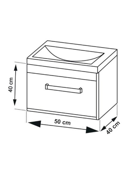 Gabinete de banheiro de gaveta Bragi 1 ou 2 com lavatório e espelho 10 cores e 14 tamanhos