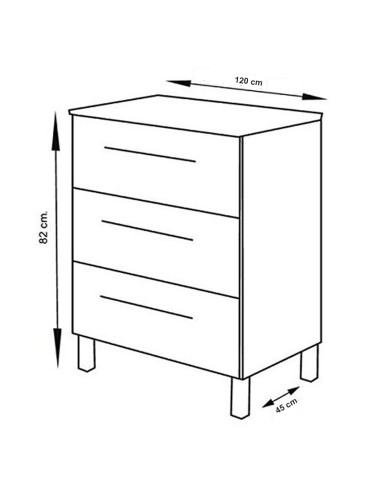 Mobiliário de banheiro Váli com três gavetas,...