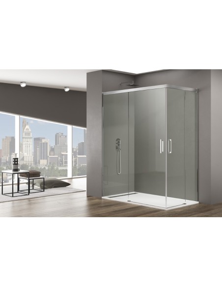 Ângulo de parede de chuveiro 2 + 2 Básico, sem menor perfil 5 cores de perfis, 2 tipos de vidro de alumínio 6mm