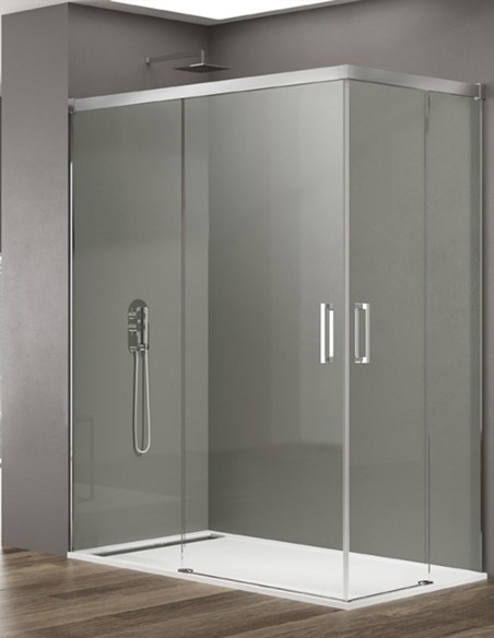 Ângulo de parede de chuveiro 2 + 2 Básico, sem menor perfil 5 cores de perfis, 2 tipos de vidro de alumínio 6mm