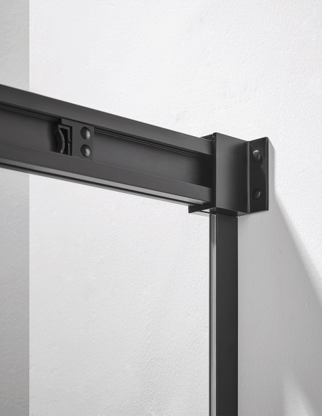 Parede de chuveiro de canto 1 + 1 com painel fixo básico, sem menor perfil 5 cores de perfis, 2 tipos de vidro 6mm