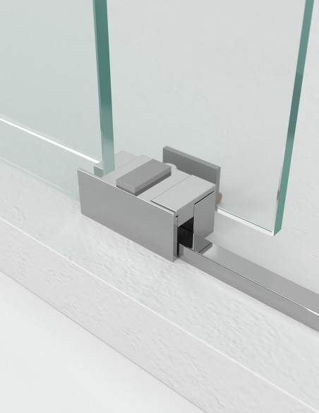 Parede de chuveiro de canto 1 + 1 com painel fixo básico, sem menor perfil 5 cores de perfis, 2 tipos de vidro 6mm