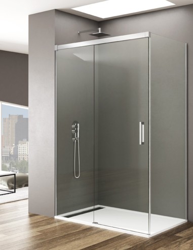 Parede de chuveiro de canto 1 + 1 com painel...