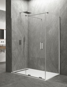 1 + 1 Corner Chuveiro com parede lateral fixa sem perfis...