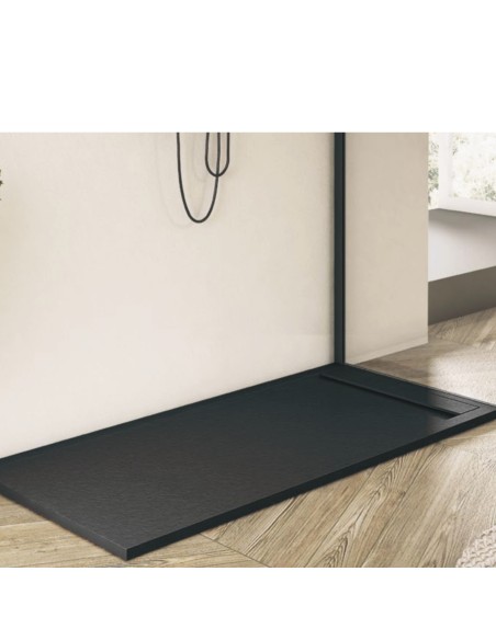 Receptor de chuveiro Bidai Resina com quadro Slate Texture Luz Cinza Ral 7035