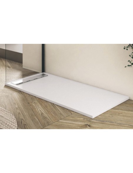 Receptor de chuveiro Bidai Resina com quadro Slate Texture Luz Cinza Ral 7035