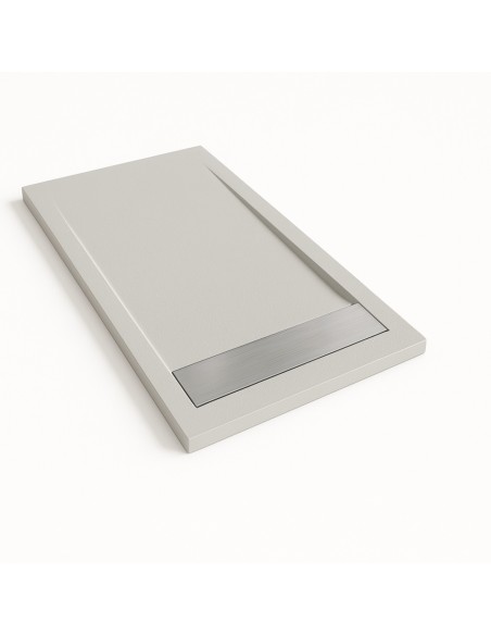 Receptor de chuveiro Bidai Resina com quadro Slate Texture Luz Cinza Ral 7035