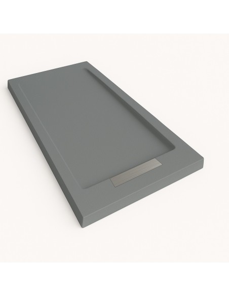 Receptor de chuveiro Steen resina com quadro de ardósia textura cinza Cement Ral 7005