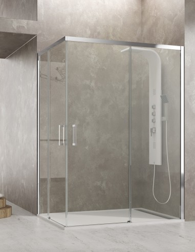 Parede de chuveiro angular 2 + 2 sem menor perfil