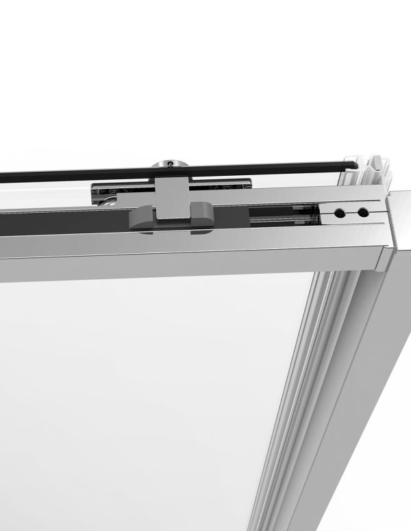 Cabine - Paroi de douche Frontal 1+1 avec côté fixe CETUS sans profil inférieur en Chrome ou Noir
